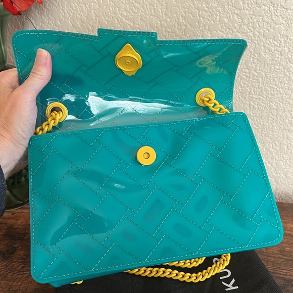 Kurt Geiger London Kensington Vinyl Shoulder Bag, teal transparent - Picture 10 of 13